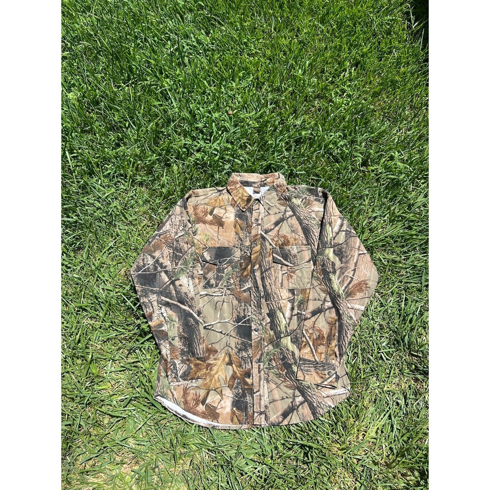 Vtg Ranger Realtree Hardwoods Camo Hunting  Button Down Short Sleeve Large